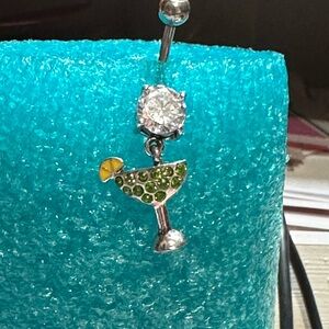 Silver Cocktail Charm Ring with Green and Yellow Accents